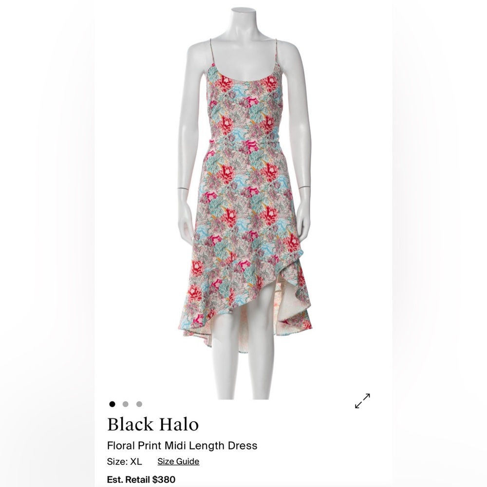 Black Halo Floral High-Low Slip Dress in Pink & Blue